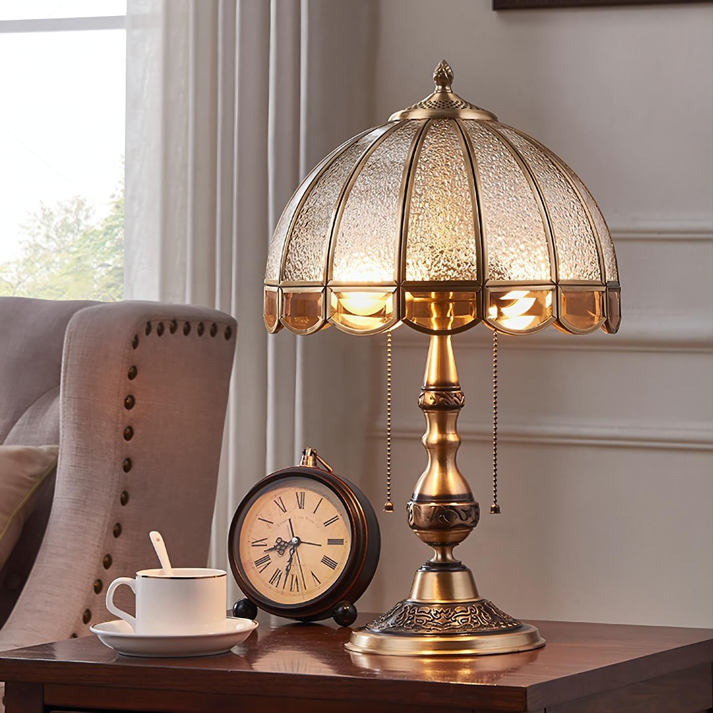 Vintage luxe koperen tafellamp