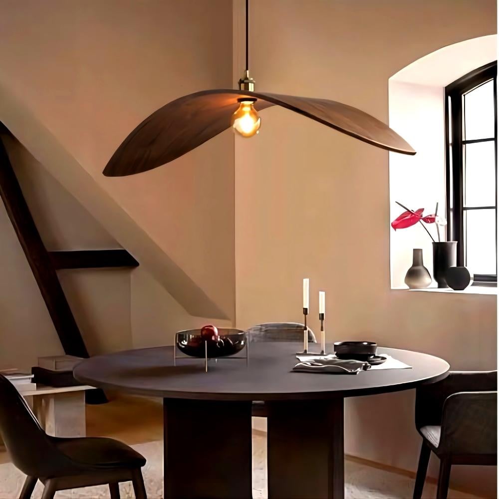 Curve houten hanglamp met vliegend blad HL132