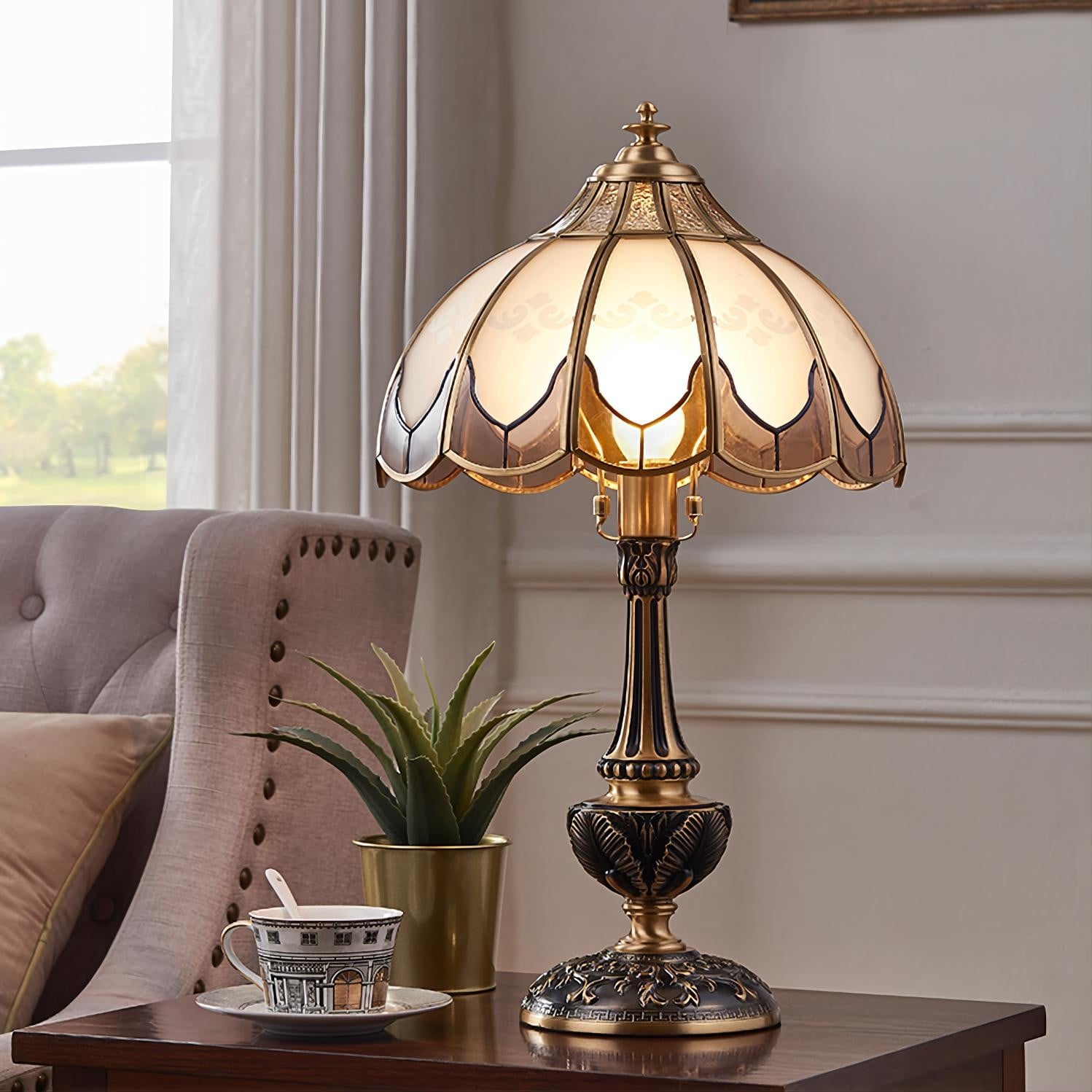 Vintage luxe koperen tafellamp