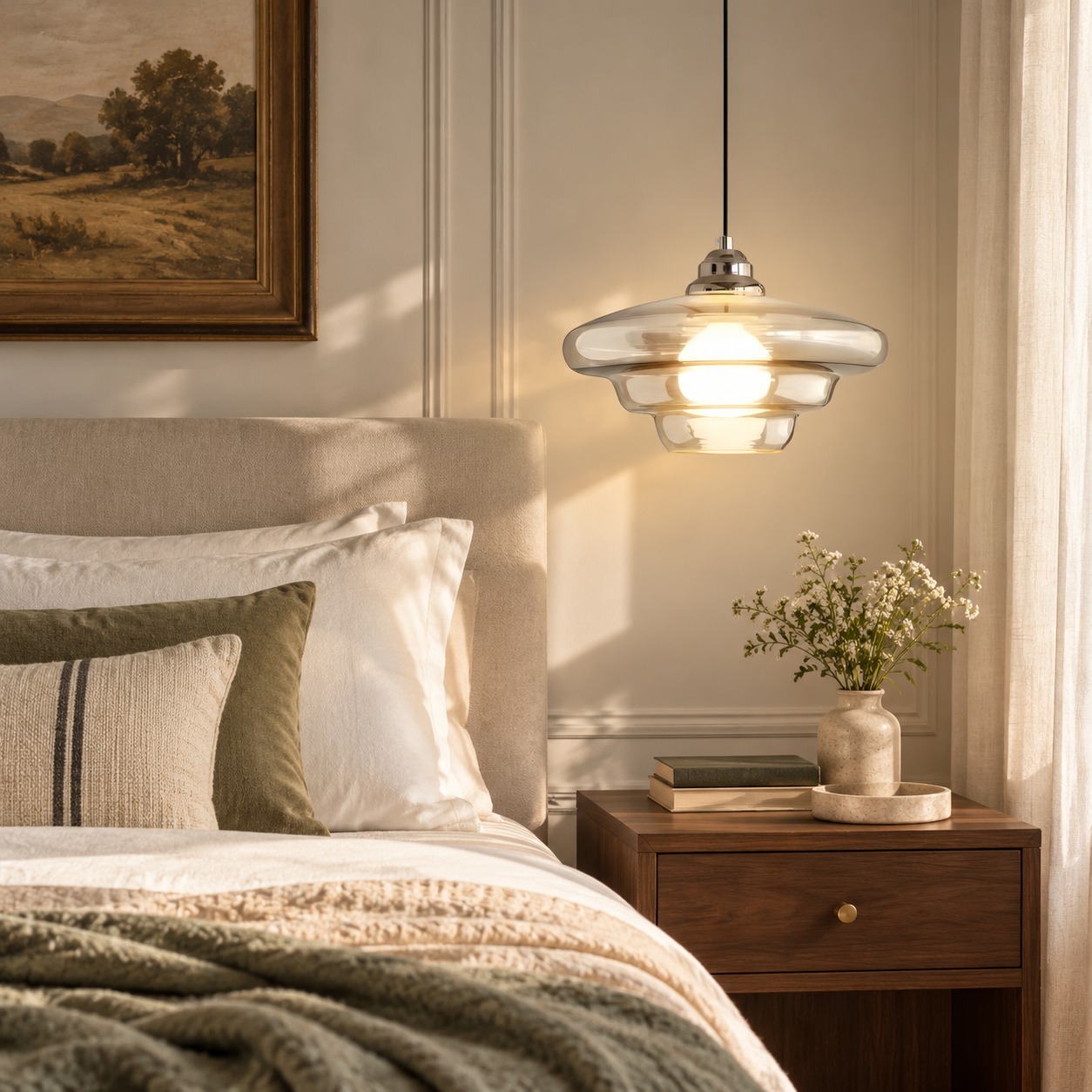 HL190 Transparent A pendant beside a bed
