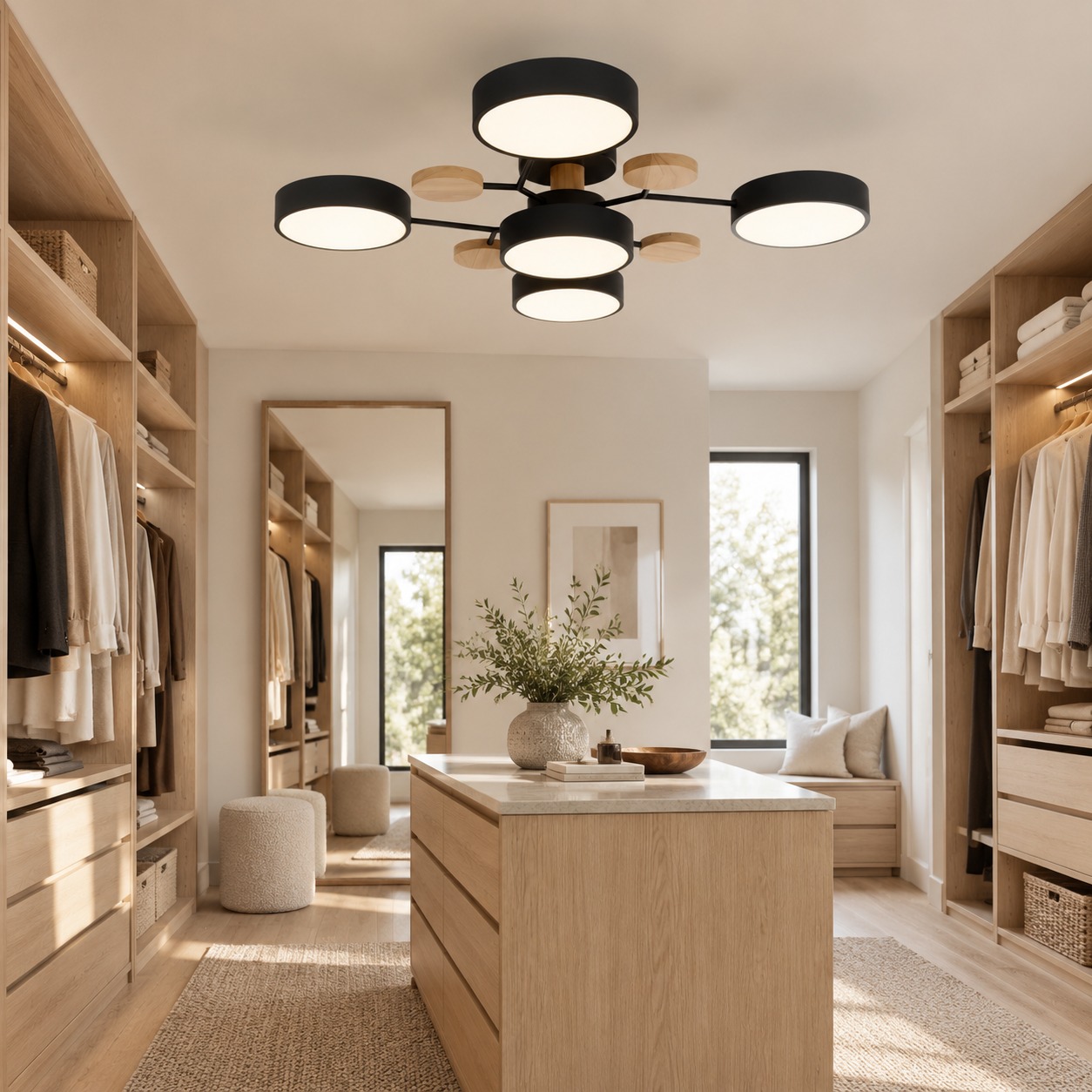HL215 in a walk-in wardrobe with a black finish