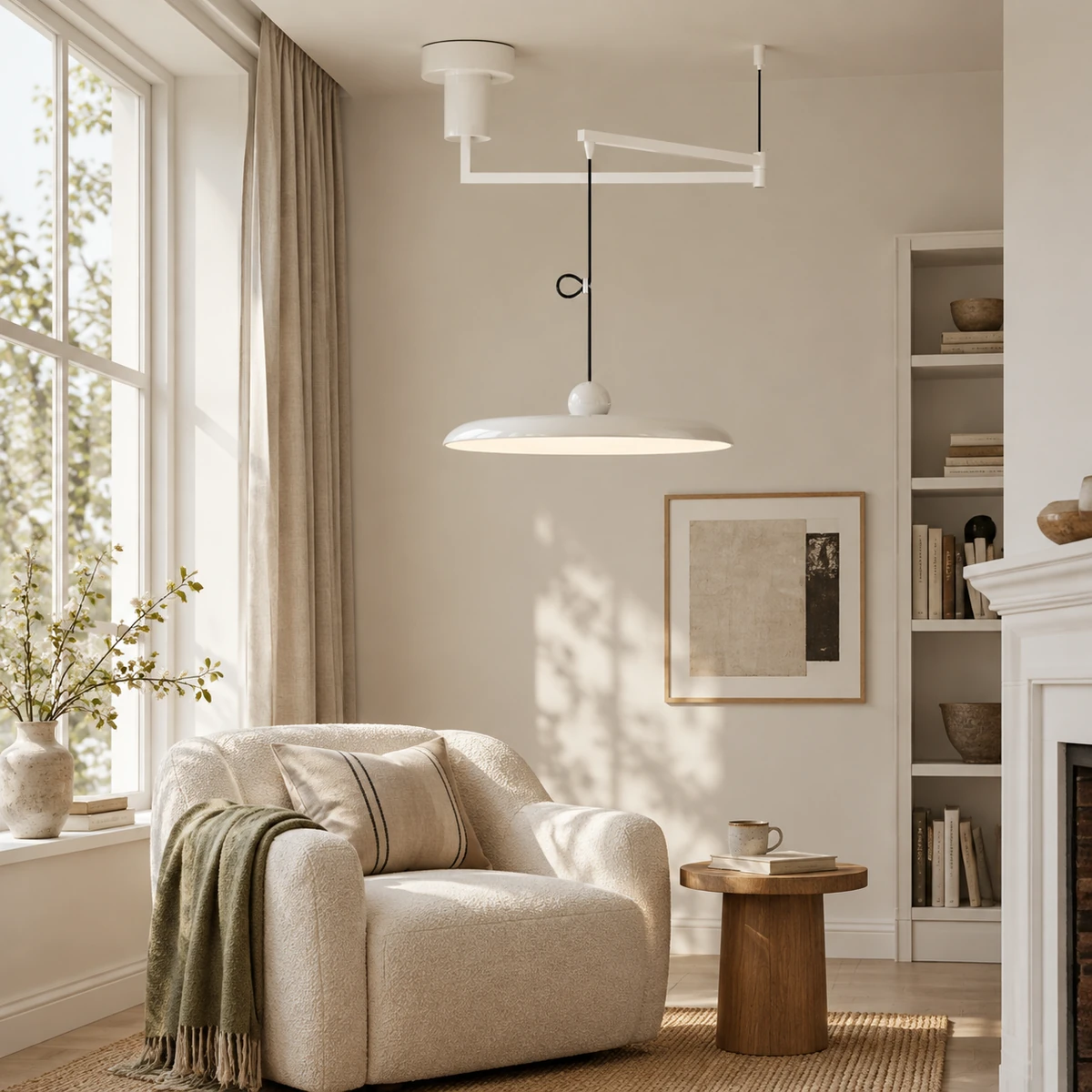 White HL885 pendant in a reading corner