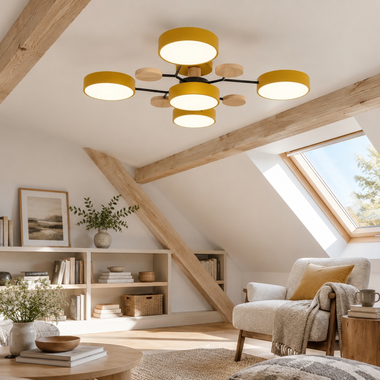HL215 in a Nordic attic with a yellow finish