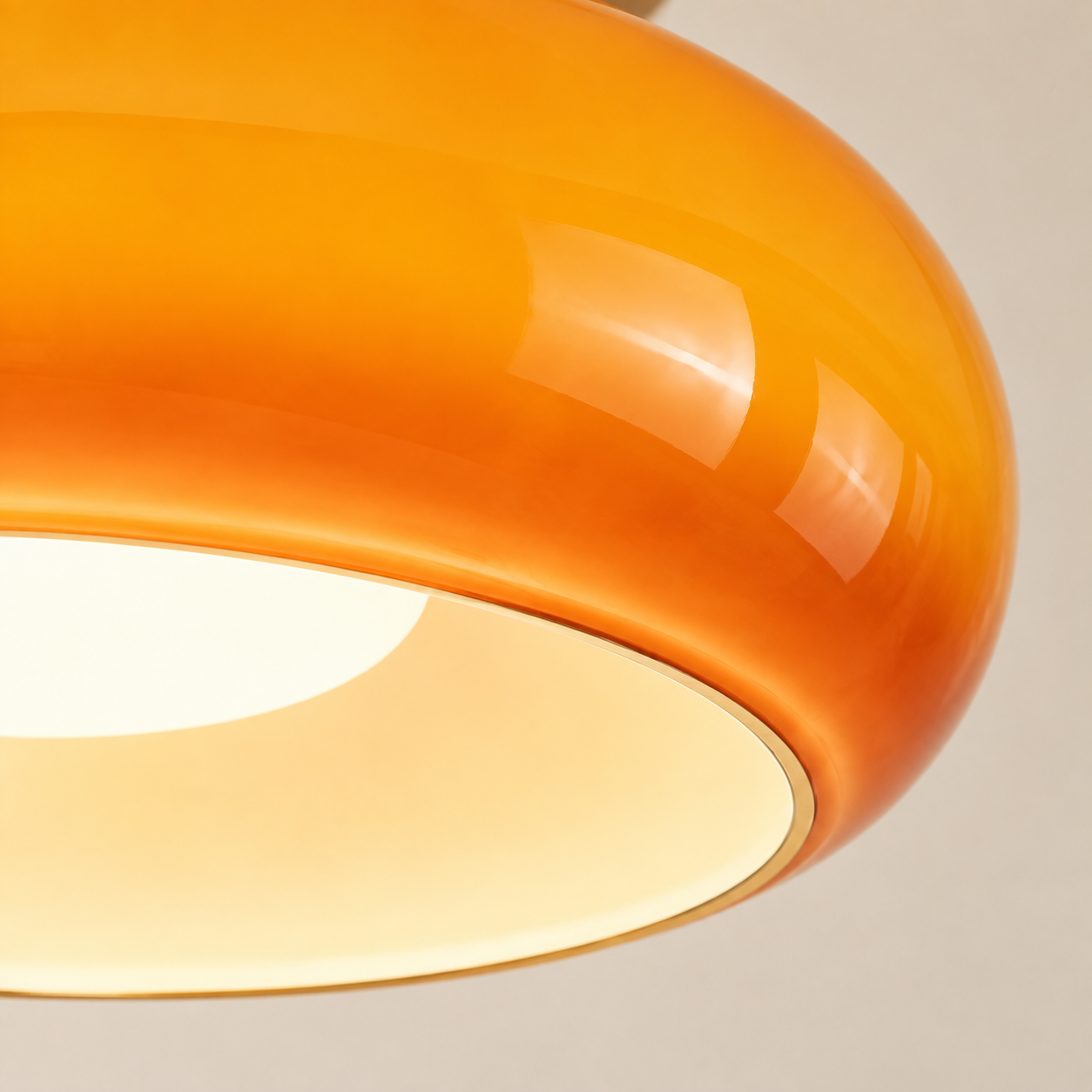 Generated macro detail of the HL153 orange glass edge and lower rim