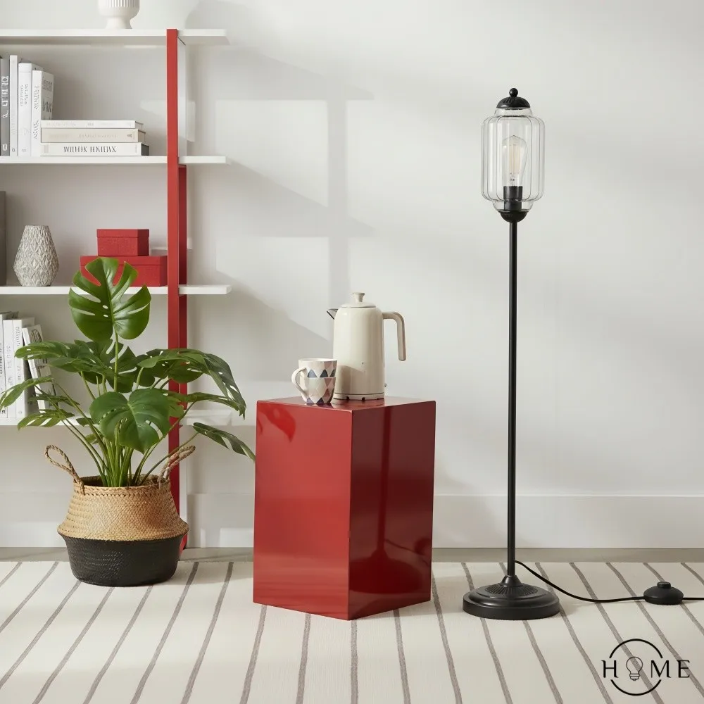 Eloise Vloerlamp van getextureerd glas in pompoenvorm - Organisch artistiek ontwerp en retrostijl voor de woonkamer HL2510