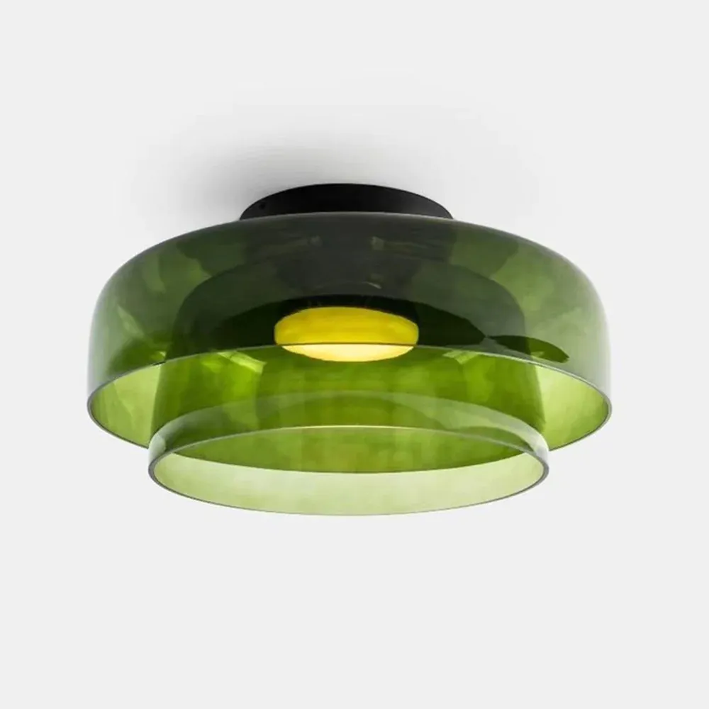 Scandinavische Glazen Schijf Plafondlamp - Noordse Macaron-stijl Lamp voor Woonkamers HL204