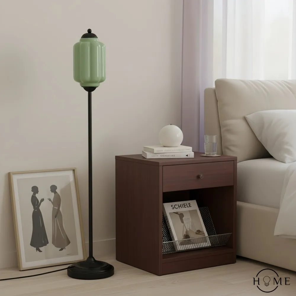 Eloise Vloerlamp van getextureerd glas in pompoenvorm - Organisch artistiek ontwerp en retrostijl voor de woonkamer HL2510