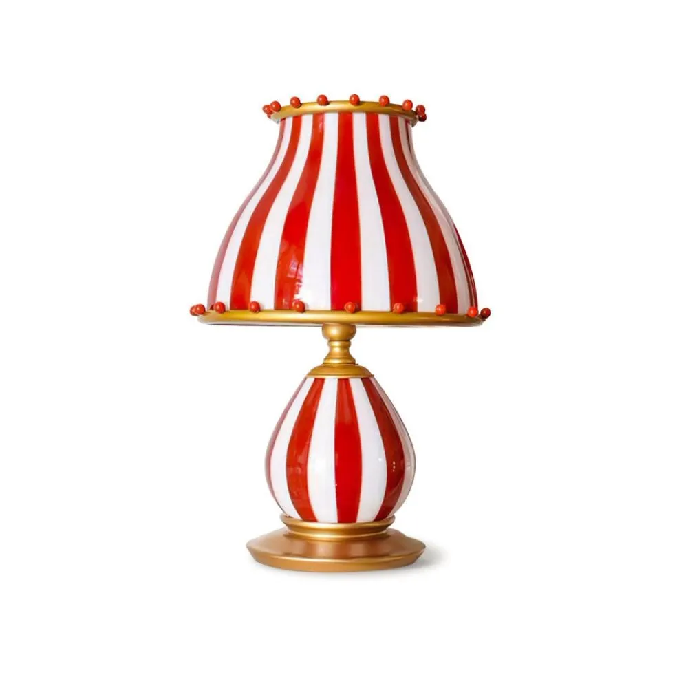 Circus tafellamp - Rood-Witte Strepen Metalen Design HL1048