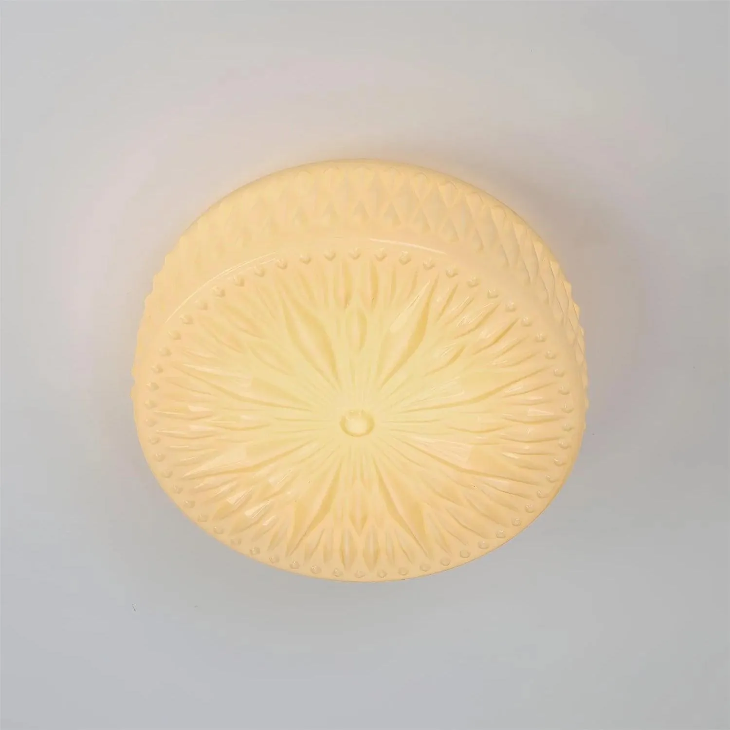 Vintage gebeeldhouwde glazen schijfplafondlamp HL194