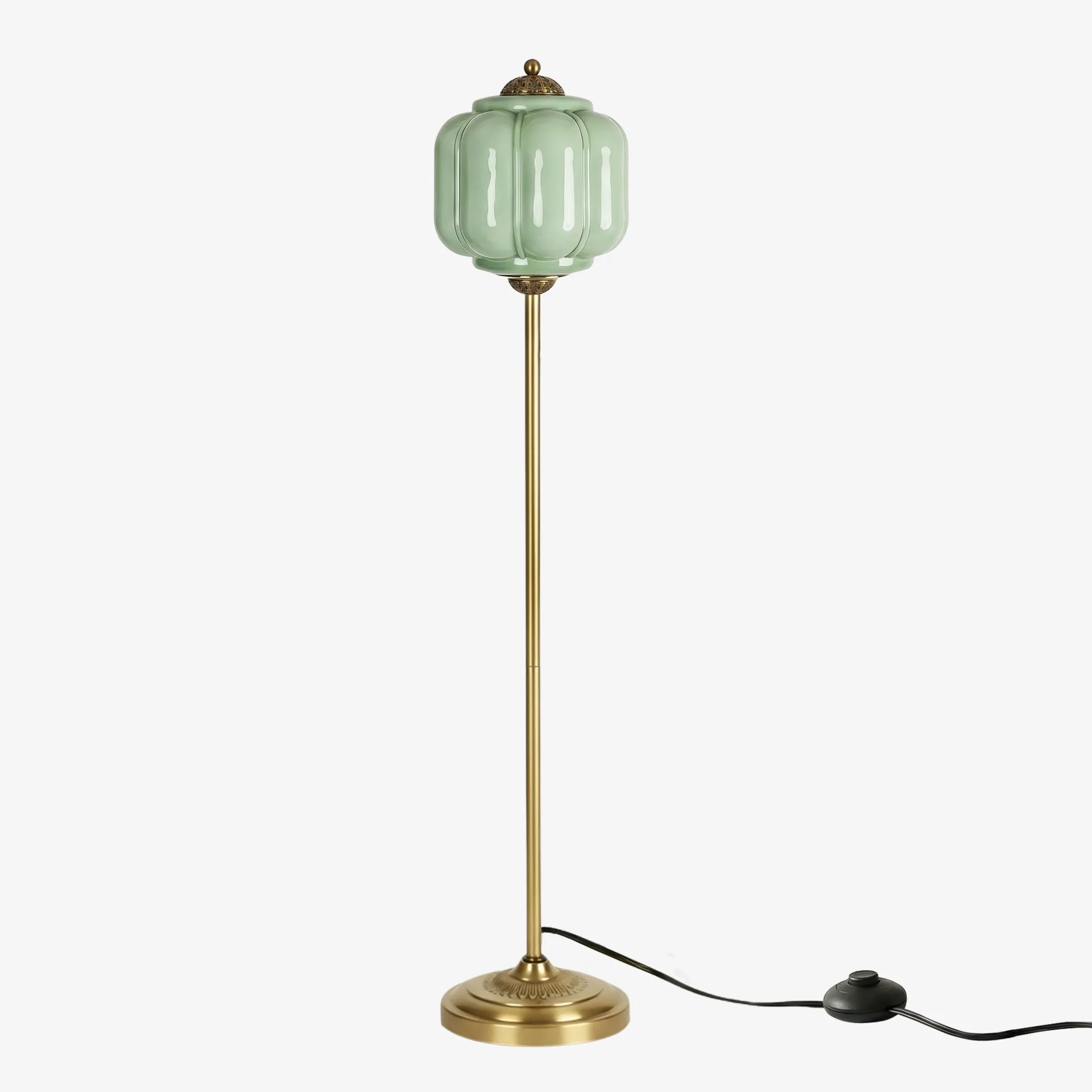 Eloise Vloerlamp van getextureerd glas in pompoenvorm - Organisch artistiek ontwerp en retrostijl voor de woonkamer HL2510