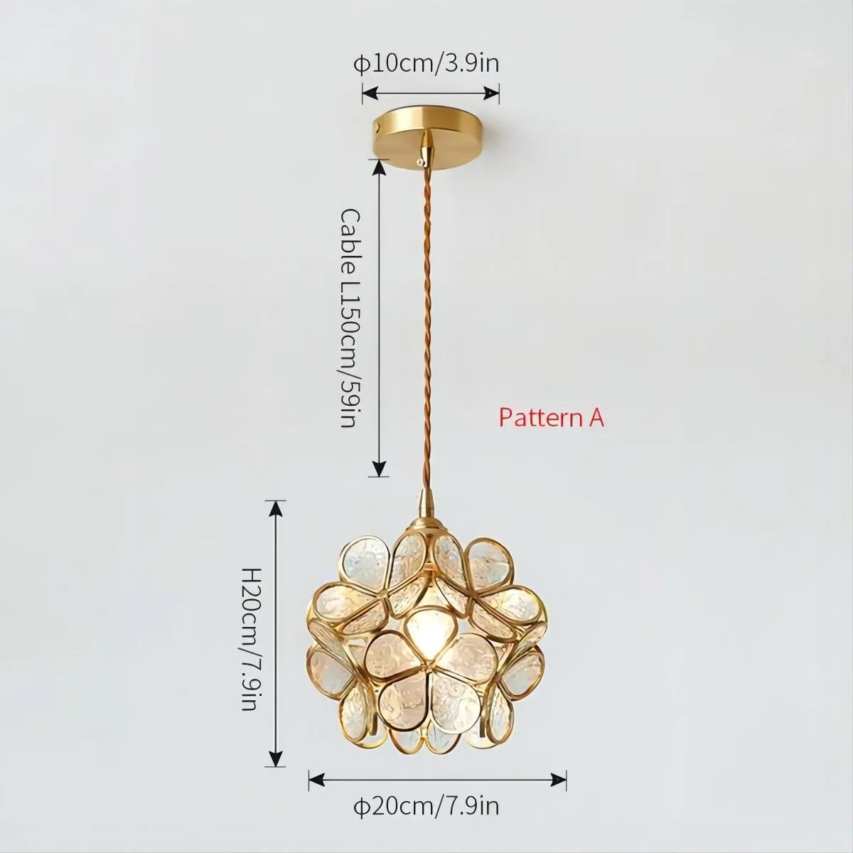 Romantische handgeblazen glazen bloemblad hanglamp HL47