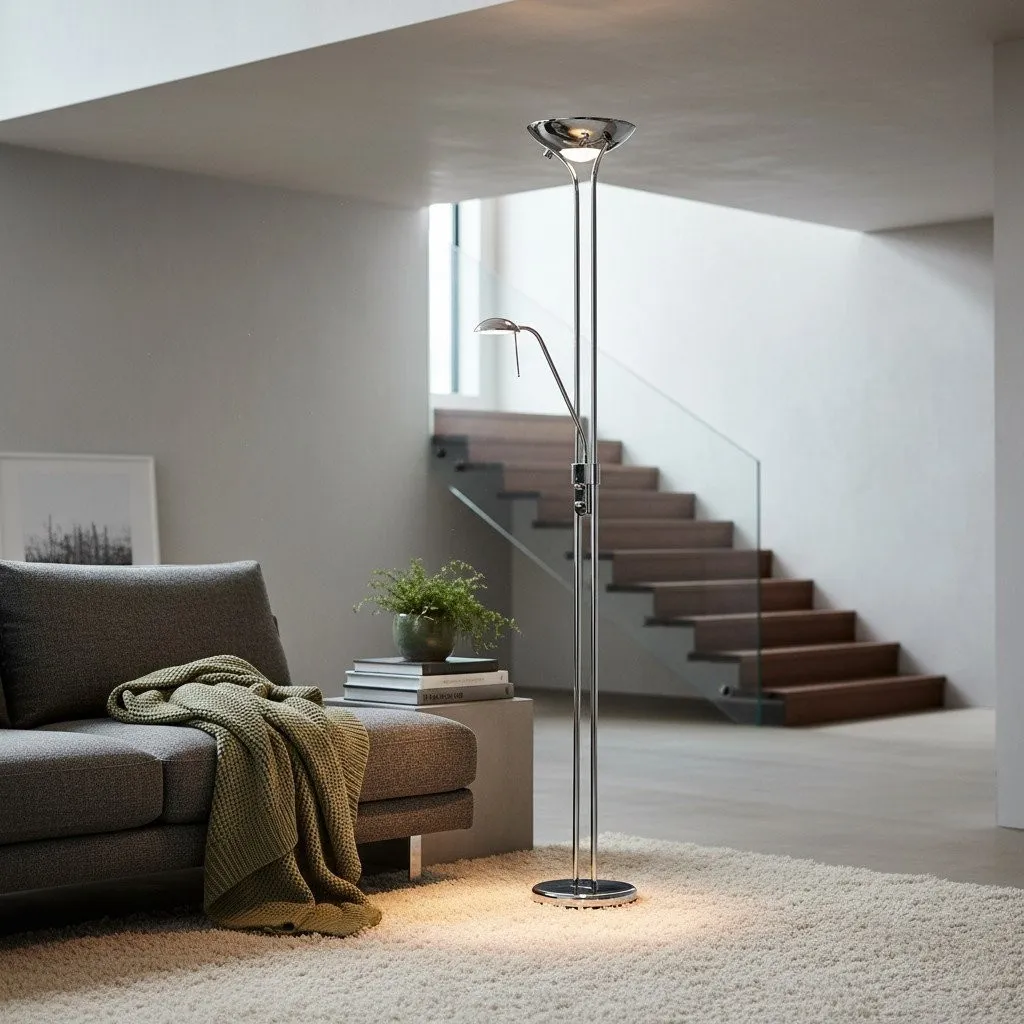 Linexis Art Deco vloerlamp van metaal en opaalglas - Dubbele lichtbron voor moderne interieurs HL2137