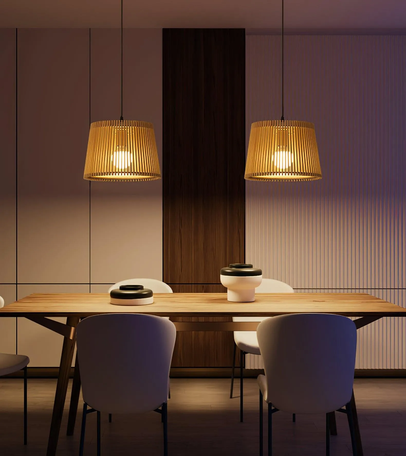 Houten boomstamkleurige kooi hanglamp HL752