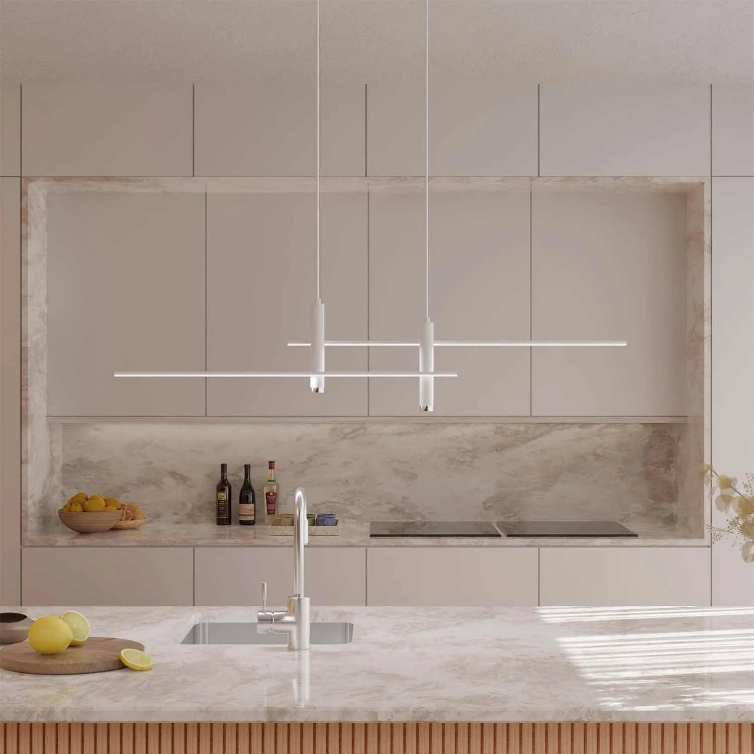 Moderne meerlaagse lineaire dimbare hanglamp HL150