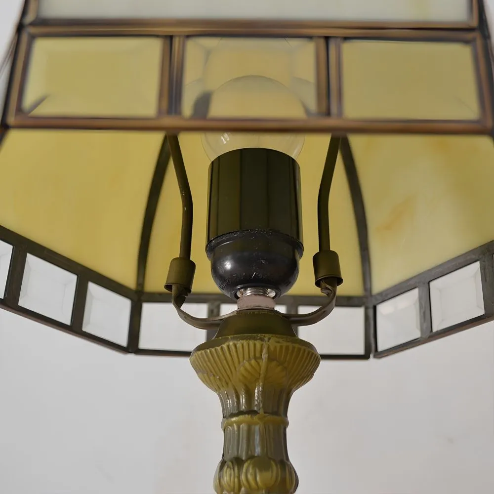 TF Tivanny Art Deco tafellamp met glas-in-lood - Vintage stijl voor slaapkamer of woonkamer HL3566
