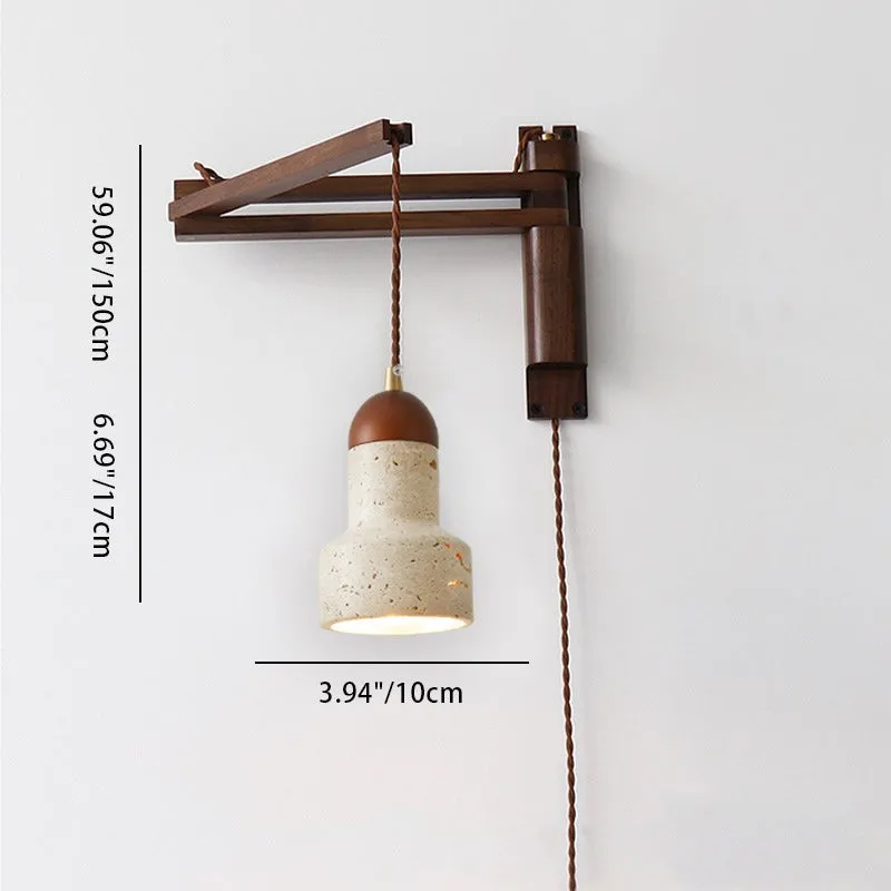 Traditionele Japanse houten travertijn bolvormige intrekbare opvouwbare wandlamp HL1111