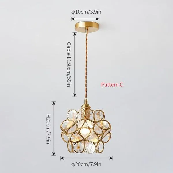 Romantische handgeblazen glazen bloemblad hanglamp HL47
