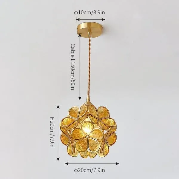 Romantische handgeblazen glazen bloemblad hanglamp HL47