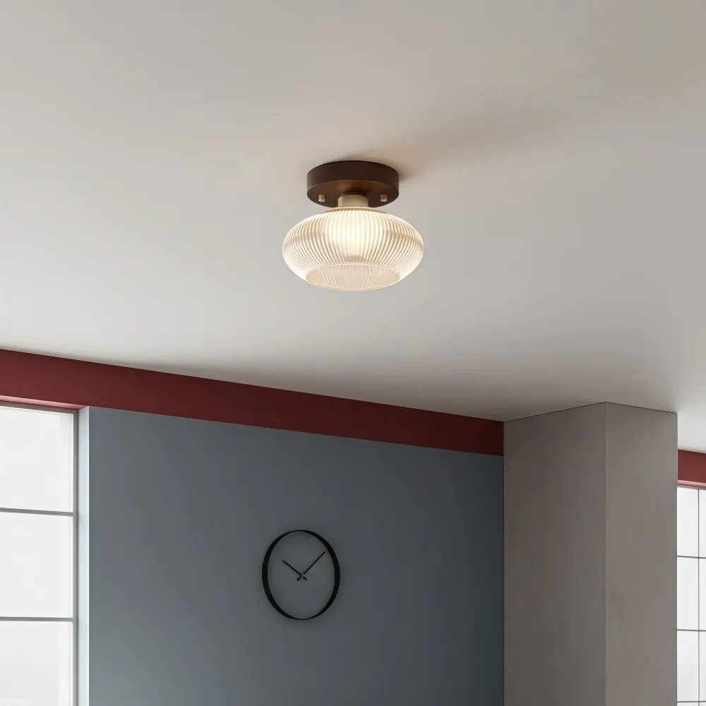 Soliro moderne glazen koepelplafondlamp met strakke, minimalistische vorm voor keukens en woonkamers HL2428