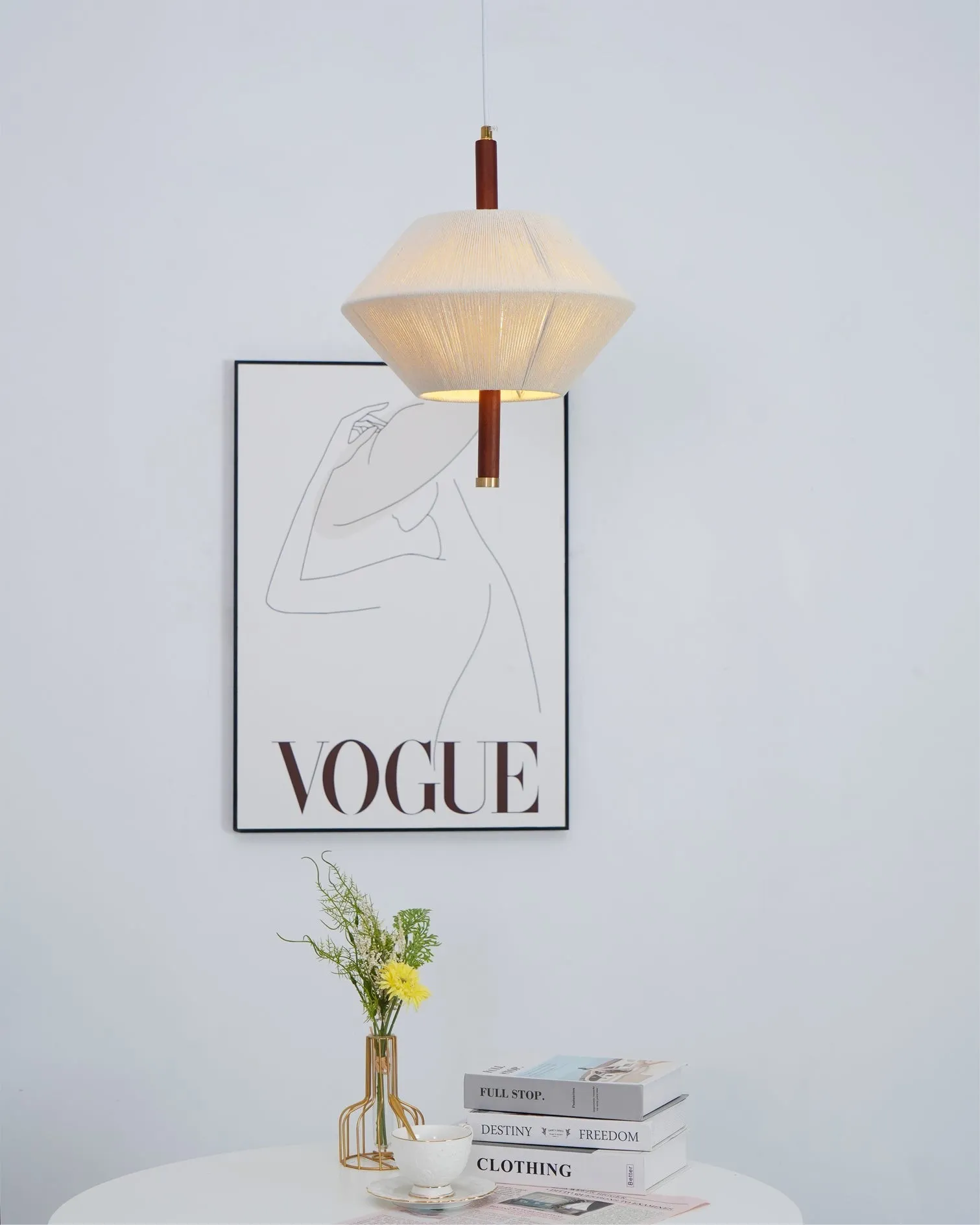 Japanse Wabi-Sabi-stijl geweven stoffen hanglamp HL880