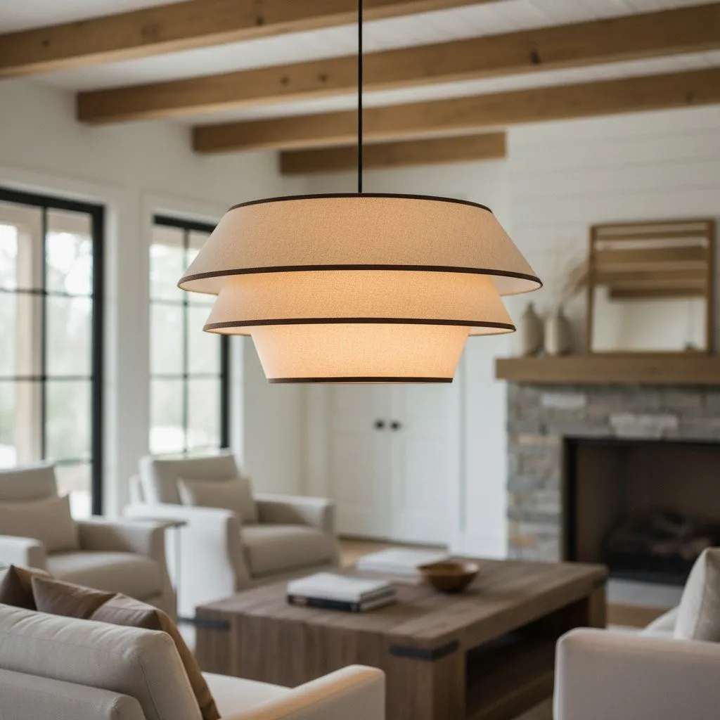 Tarivon hanglamp met stalen frame en stoffen kap - Moderne hanglamp voor eetkamers HL1875