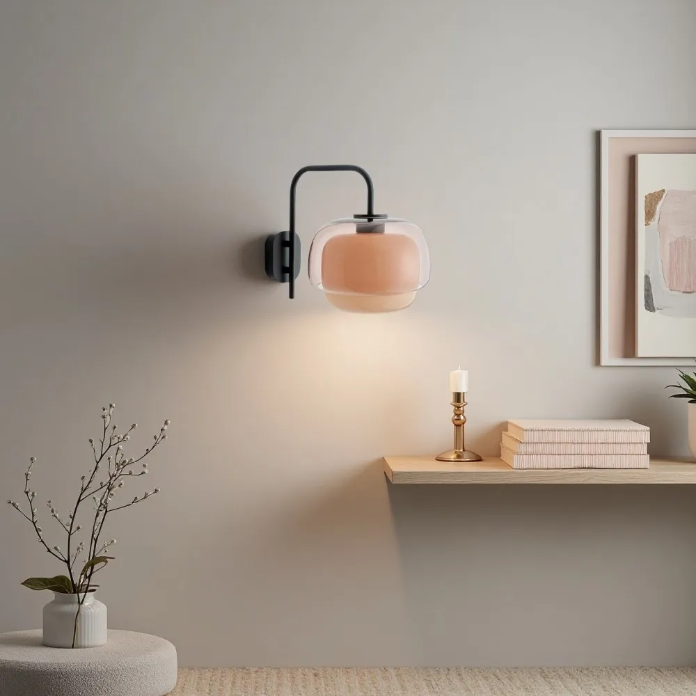 Clinco Wandlamp van gekleurd glas - Dubbele bolvormige lamp in de vorm van een paddenstoel HL1097