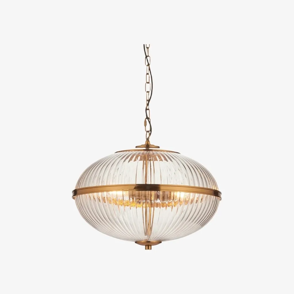 Luntra Moderne hanglamp met meerdere lichtpunten en getextureerd glas voor slaapkamers en gangen HL2147