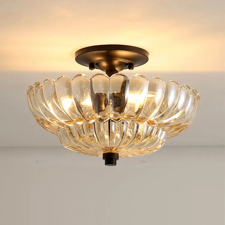 Semi-plafondlamp in parapluvorm, glazen lamp HL945