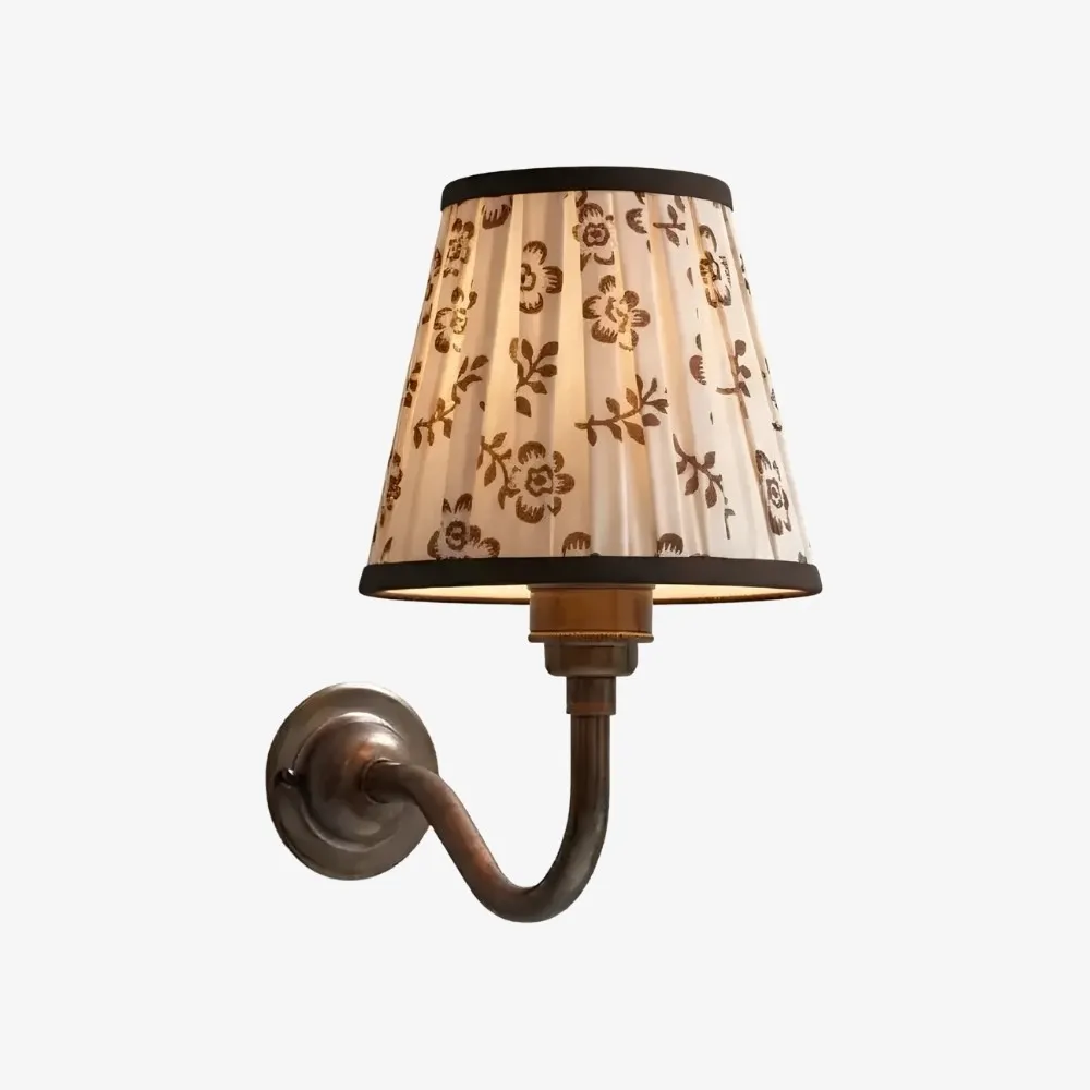 Vintage Cottaloy wandlamp met gebogen arm en stoffen bekleding voor de woonkamer of slaapkamer HL3579