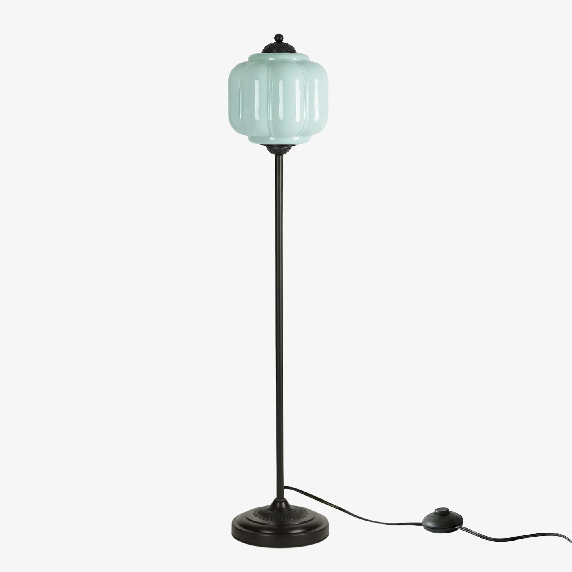 Eloise Vloerlamp van getextureerd glas in pompoenvorm - Organisch artistiek ontwerp en retrostijl voor de woonkamer HL2510