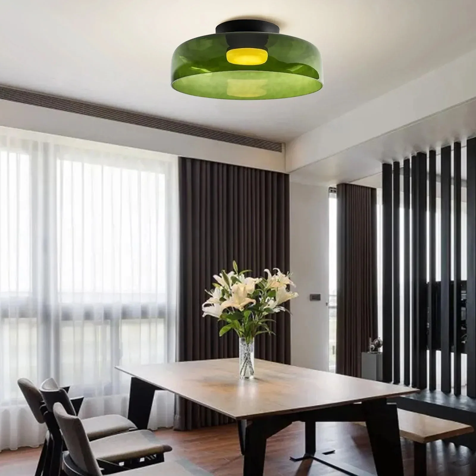 Scandinavische Glazen Schijf Plafondlamp - Noordse Macaron-stijl Lamp voor Woonkamers HL204