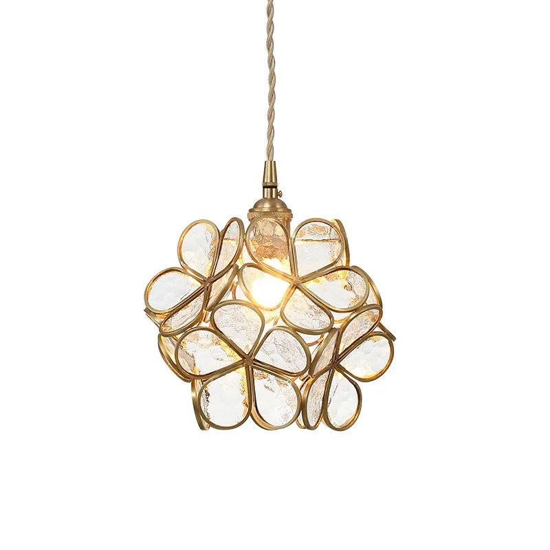 Romantische handgeblazen glazen bloemblad hanglamp HL47