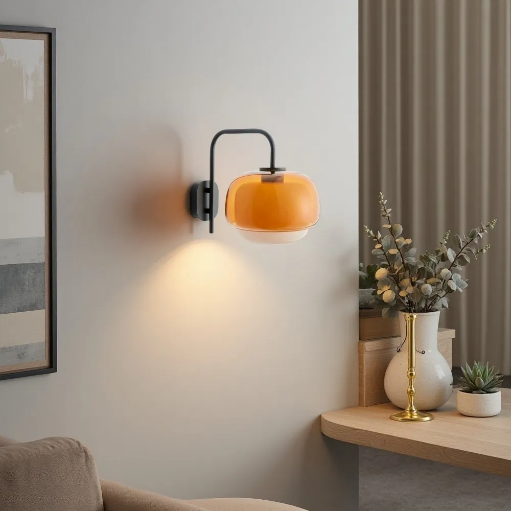 Clinco Wandlamp van gekleurd glas - Dubbele bolvormige lamp in de vorm van een paddenstoel HL1097