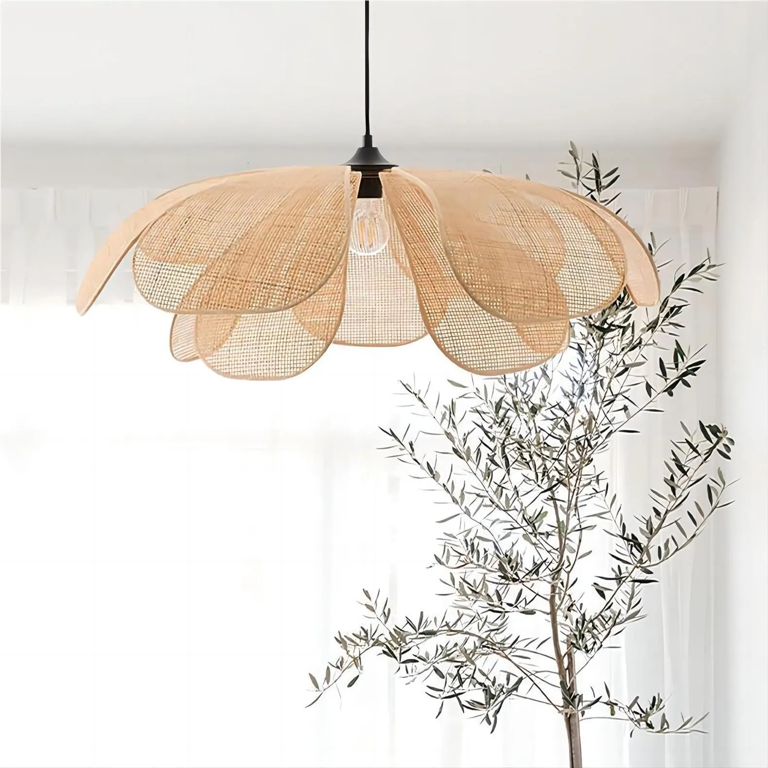 Rustieke rotan bloemblaadje design kroonluchter HL126