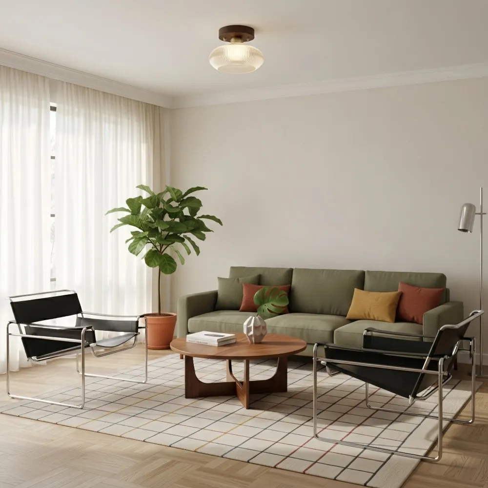 Soliro moderne glazen koepelplafondlamp met strakke, minimalistische vorm voor keukens en woonkamers HL2428