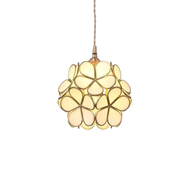 Romantische handgeblazen glazen bloemblad hanglamp HL47
