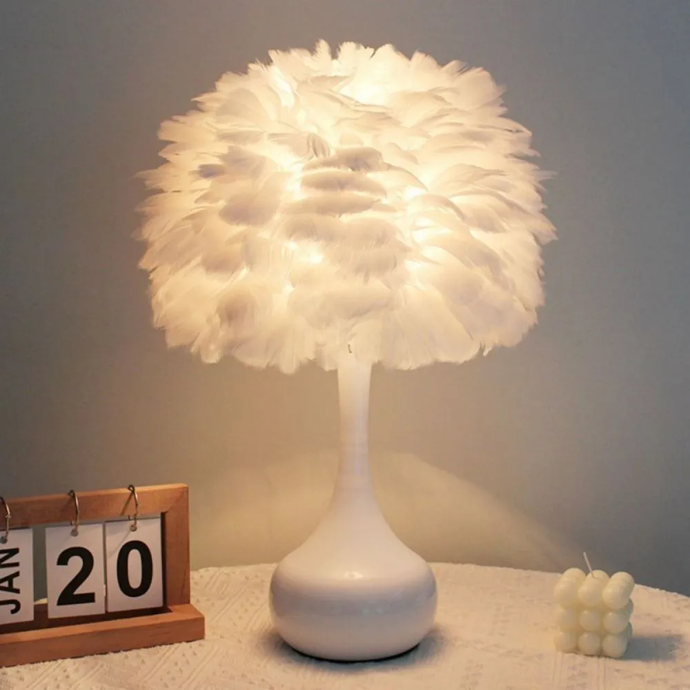 Luxe LED pluizige veer tafellamp HL08