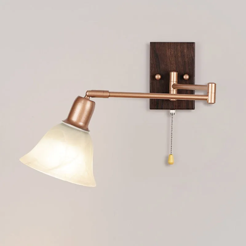 Franse ijzeren glazen bloemenwandlamp met zwenkarm en rits HL1087