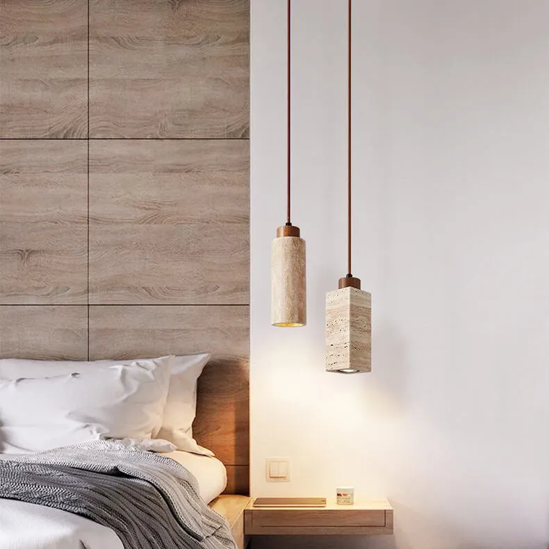 Wabi Sabi hanglamp van massief hout en steen HL971