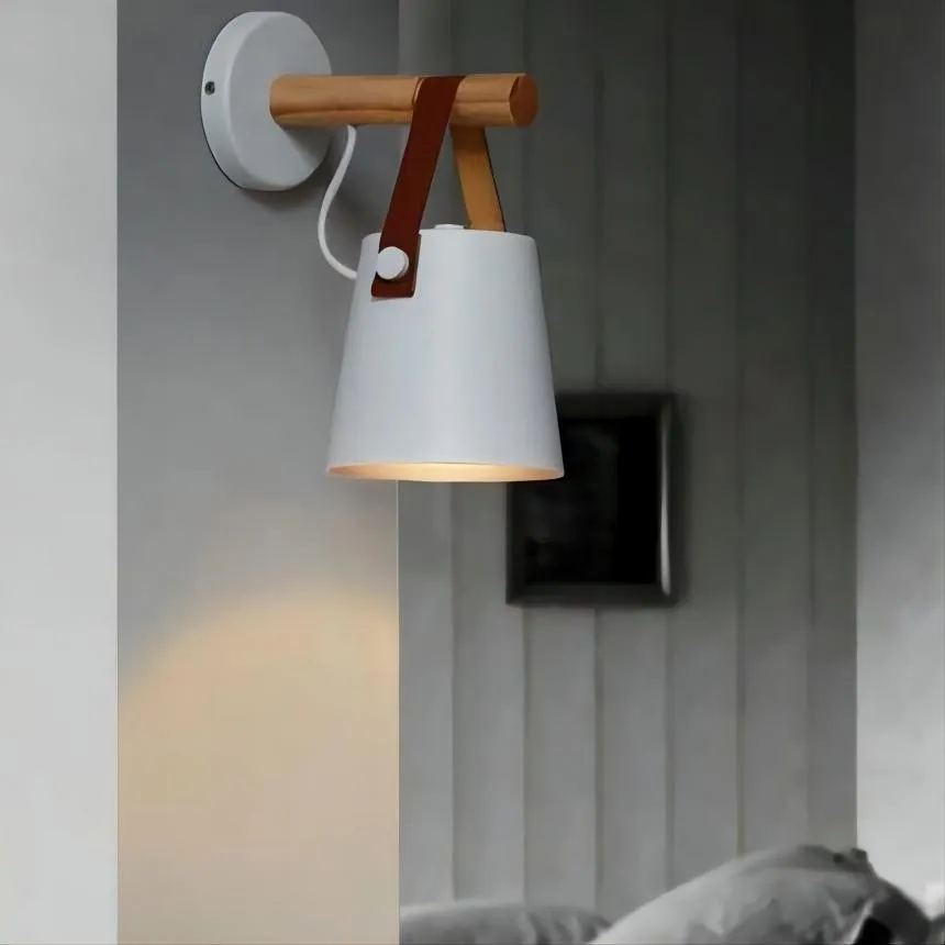 Scandinavische houten riememmer wandlamp HL62