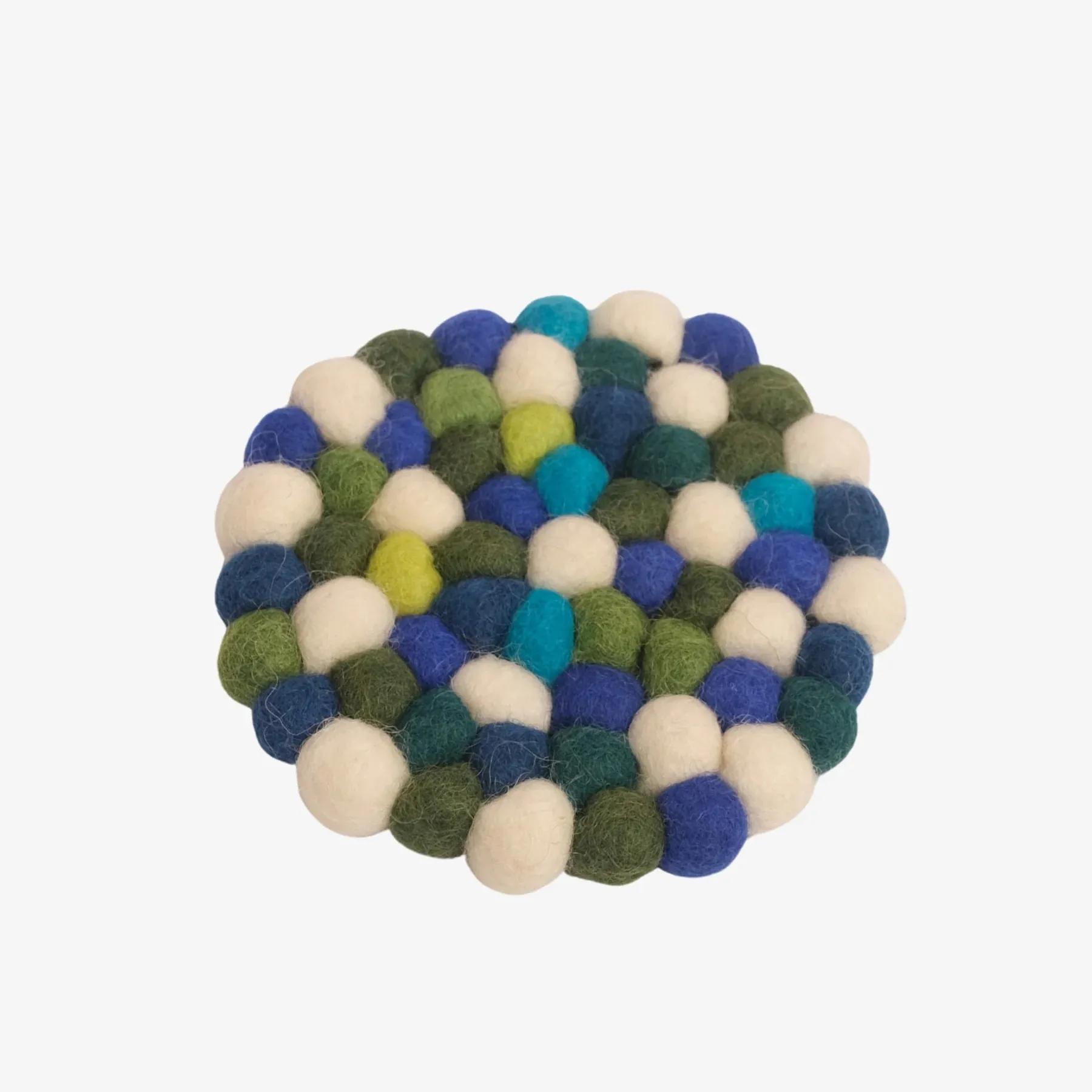 Navy multicolor handmade felt ball coaster