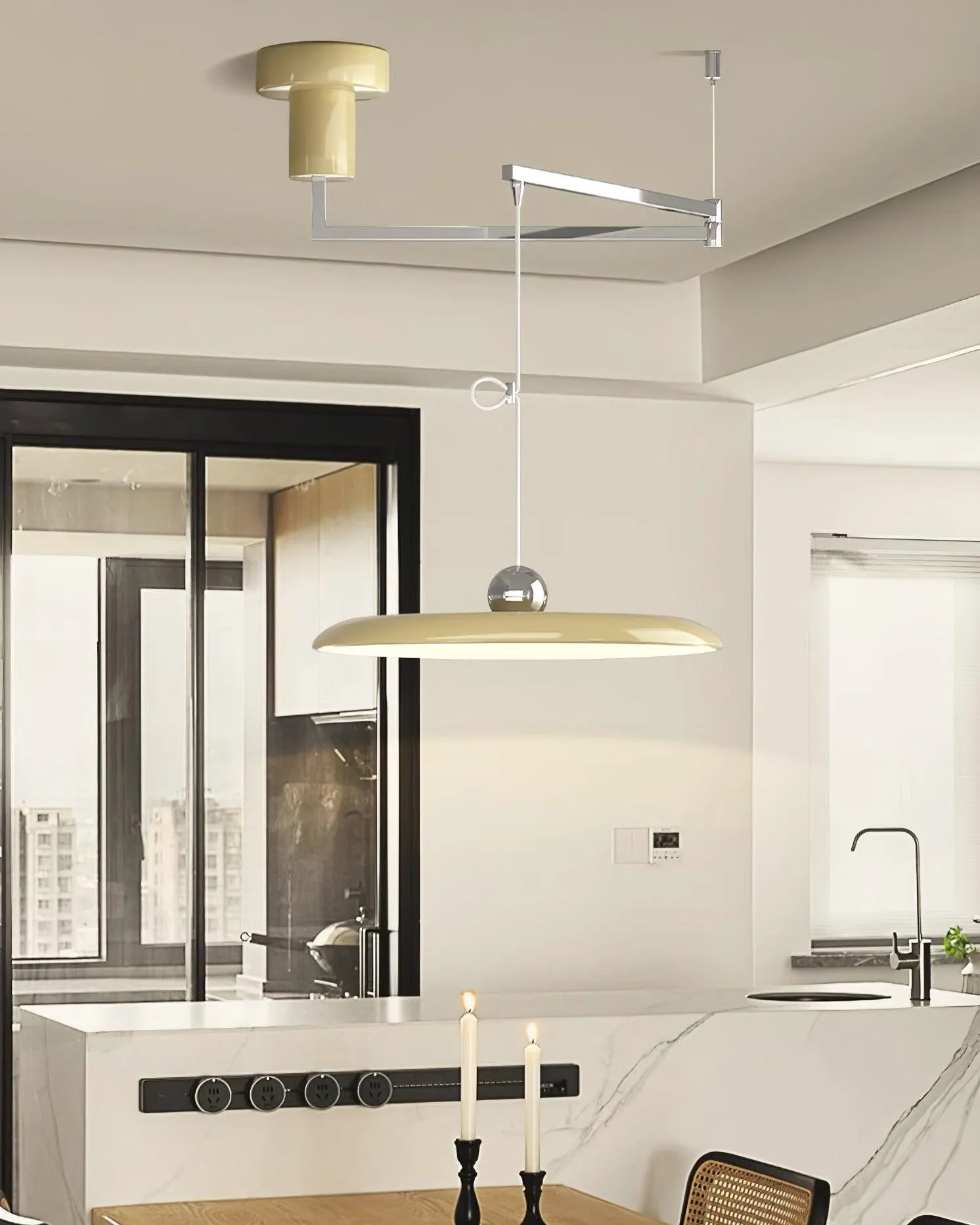 Eenvoudige moderne verstelbare hanglamp met zwenkarm HL885