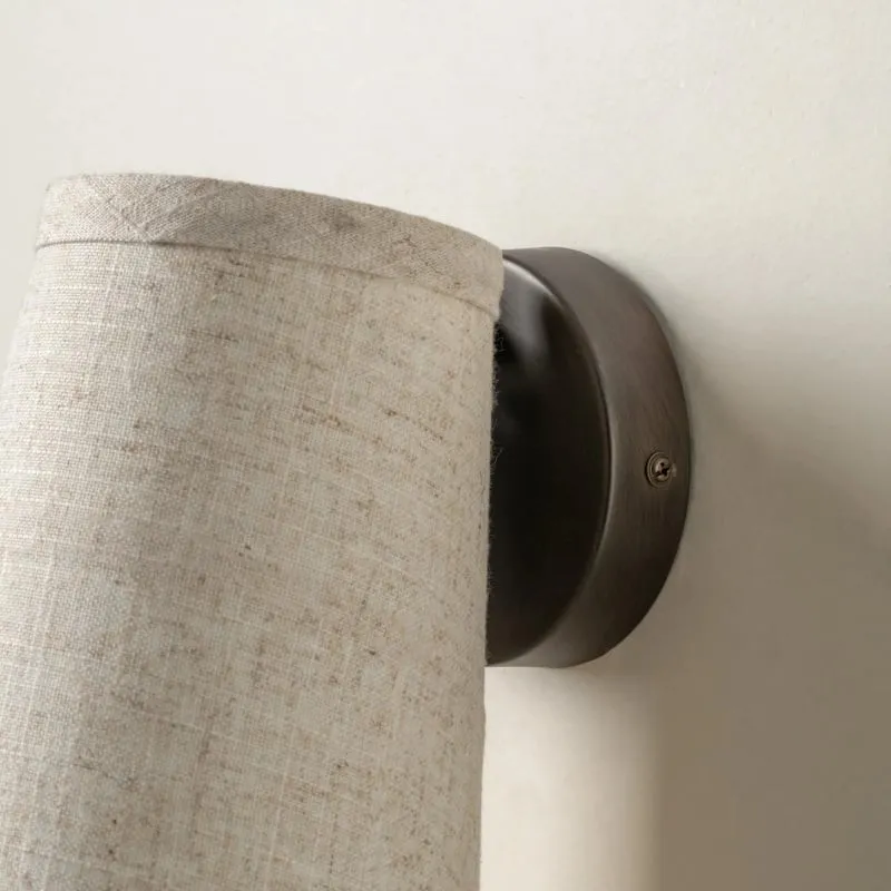 Zalen wandlamp met linnenstructuur in bronskleur - Zachte retro wandlamp voor leeshoek HL1912