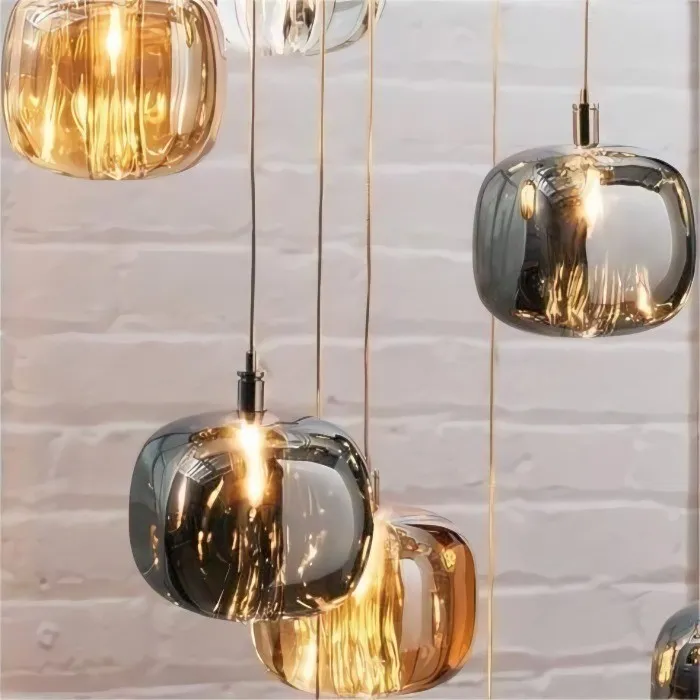 Cubie kroonluchter rookglas bol hanglamp voor kookeiland