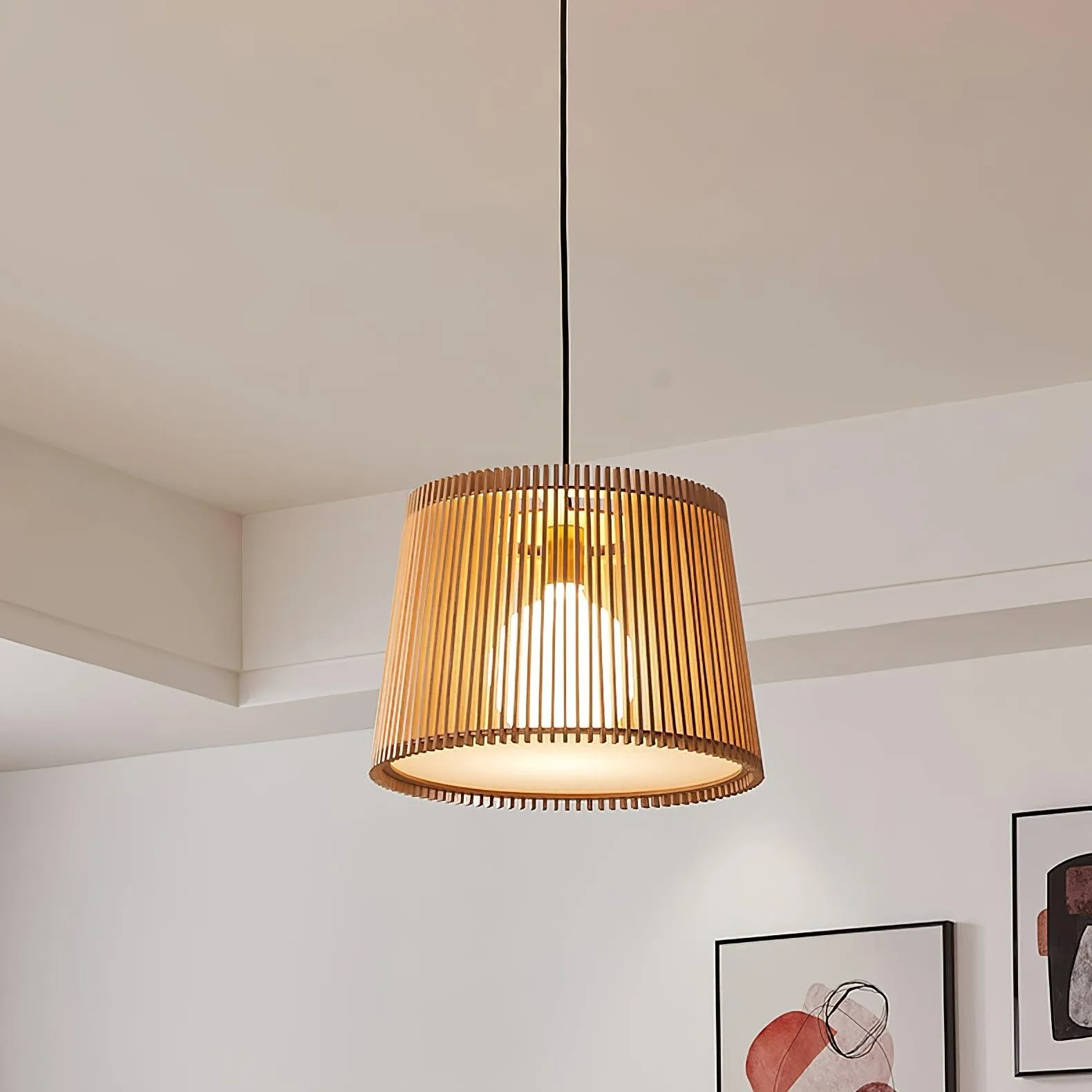 Houten boomstamkleurige kooi hanglamp HL752