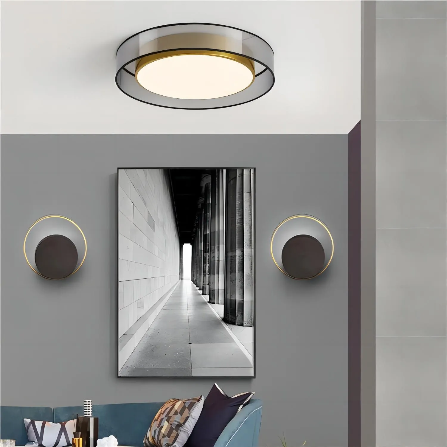 Moderne luxe ronde schijf messing plafondlamp HL172