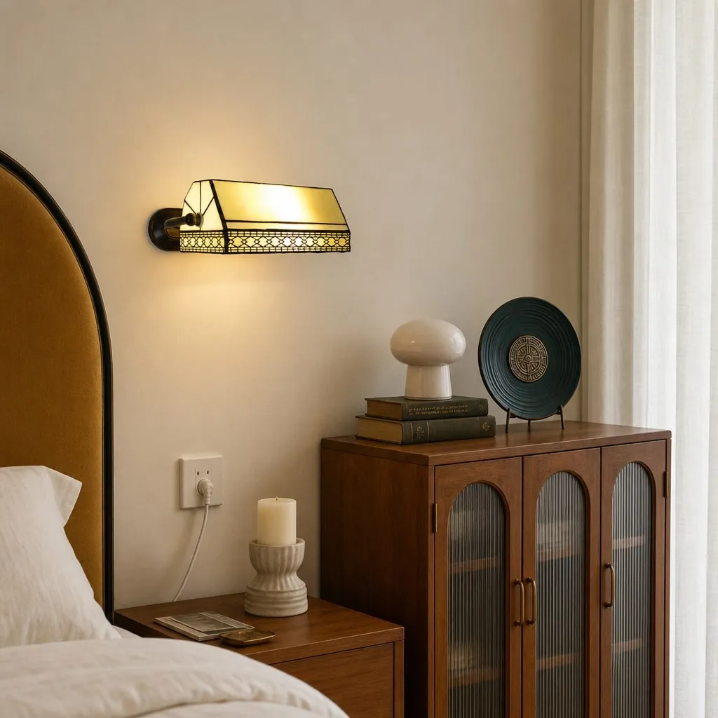 TF Tivanny Wandlamp met bloemenmotief en glas-in-lood - Tiffany-geïnspireerde wandlamp voor slaapkamer of hal HL3546