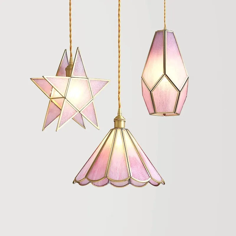 Romantische Retro Messing Glazen Hanglamp HL66