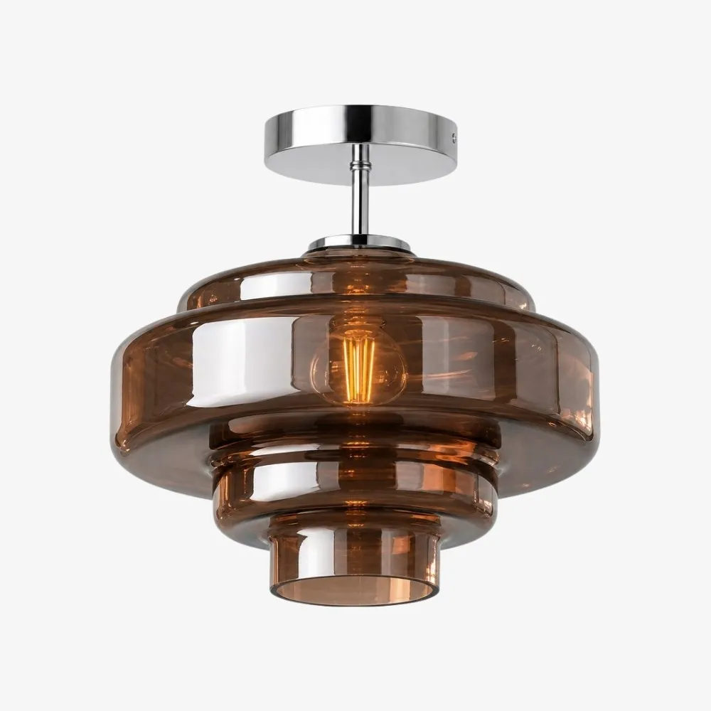 Koloro glazen plafondlamp - gelaagde, afgeronde lampenkap voor hal of garderobe HL3581