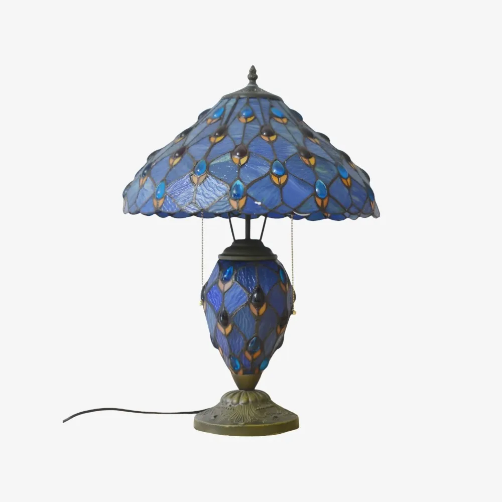 TF Tivanny Art Deco tafellamp met glas-in-lood - Vintage stijl voor slaapkamer of woonkamer HL3566